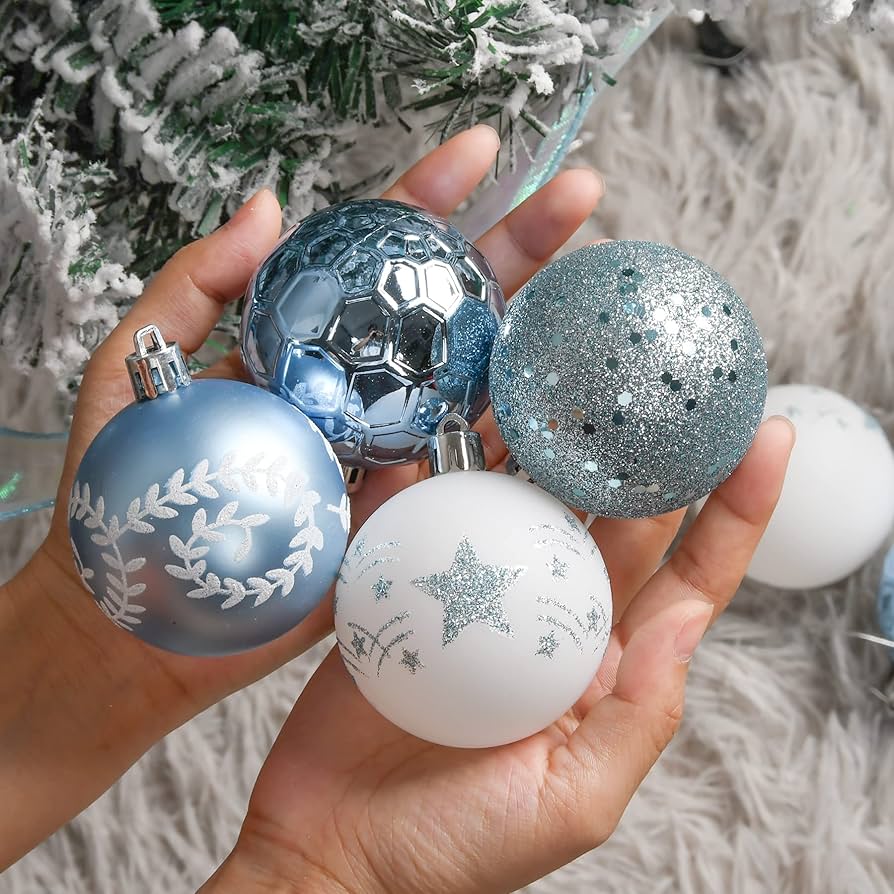 オーナメント クリスマスボール 12 個 飛散防止 PVC ブルー シルバー オーナメント クリスマスボール 12 個 飛散防止 PVC ブルー